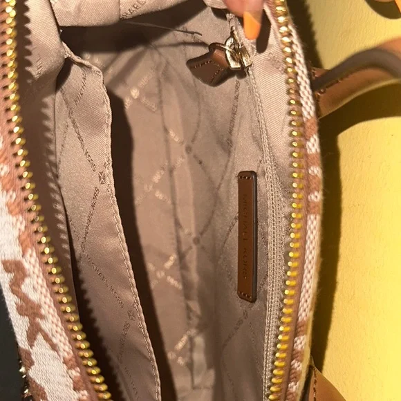 Michael Kors Brown and Tan Satchel with Gold Hardware - Picture 5 of 9